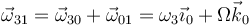 \vec{\omega}_{31}=\vec{\omega}_{30}+\vec{\omega}_{01}=\omega_3\vec{\imath}_0+\Omega\vec{k}_0