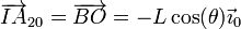 \overrightarrow{IA}_{20}=\overrightarrow{BO}=-L\cos(\theta)\vec{\imath}_0