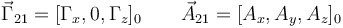 
\vec{\Gamma}_{21} = [\Gamma_x, 0, \Gamma_z]_0
\qquad
\vec{A}_{21} = [A_x, A_y, A_z]_0
