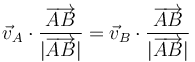 \vec{v}_A\cdot\frac{\overrightarrow{AB}}{|\overrightarrow{AB}|}=\vec{v}_B\cdot\frac{\overrightarrow{AB}}{|\overrightarrow{AB}|}