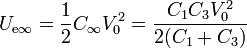 U_{\mathrm{e}\infty} = \frac{1}{2}C_\infty V_0^2 = \frac{C_1C_3V_0^2}{2(C_1+C_3)}