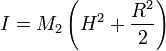 I = M_2\left(H^2 + \frac{R^2}{2}\right)