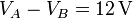 V_A-V_B=12\,\mathrm{V}\,