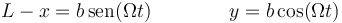 L-x=b\,\mathrm{sen}(\Omega t)\qquad\qquad y = b\cos(\Omega t)