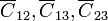 \displaystyle\overline{C}_{12}\mathrm{,}\, \overline{C}_{13}\mathrm{,}\,\overline{C}_{23}