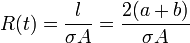 R(t) = \frac{l}{\sigma A} = \frac{2(a+b)}{\sigma A}