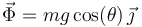 
\vec{\Phi}=mg\,\mathrm{cos}(\theta)\,\vec{\jmath}
