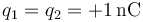 q_1=q_2 = +1\,\mathrm{nC}