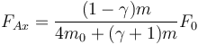 F_{Ax} = \frac{(1-\gamma)m}{4m_0+(\gamma+1)m}F_0