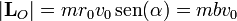 |\mathbf{L}_O|= mr_0v_0\,\mathrm{sen}(\alpha) = mbv_0