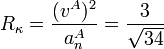R_{\kappa} = \frac{(v^A)^2}{a^A_n} = \frac{3}{\sqrt{34}} 