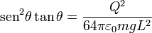 
\mathrm{sen}^2\theta\tan\theta=\frac{Q^2}{64\pi\varepsilon_0 mg L^2}
