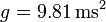 g=9.81\,\mathrm{m}{\mathrm{s}^2}