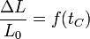 \frac{\Delta L}{L_0} = f(t_C)