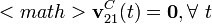 <math>\mathbf{v}_{21}^C(t)=\mathbf{0}\mathrm{,}\, \forall\ t