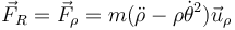 \vec{F}_R = \vec{F}_\rho = m(\ddot{\rho}-\rho\dot{\theta}^2)\vec{u}_\rho