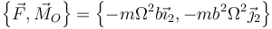 \left\{\vec{F},\vec{M}_O\right\}=\left\{-m\Omega^2b\vec{\imath}_2,-mb^2\Omega^2\vec{\jmath}_2\right\}