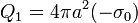 Q_1 = 4\pi a^2(-\sigma_0)\,