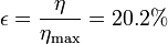 \epsilon=\frac{\eta}{\eta_\mathrm{max}}=20.2\%