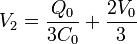 V_2 = \frac{Q_0}{3C_0}+\frac{2V_0}{3}