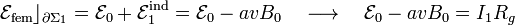 \mathcal{E}_\mathrm{fem}\rfloor_{\partial \Sigma_1}=\mathcal{E}_0+\mathcal{E}_1^\mathrm{ind}=\mathcal{E}_0-avB_0\quad\longrightarrow\quad
\mathcal{E}_0-avB_0=I_1 R_g