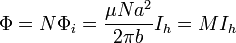 \Phi = N \Phi_i = \frac{\mu N a^2}{2\pi b} I_h = M I_h