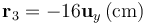 \mathbf{r}_3=-16\mathbf{u}_y\,\mathrm{(cm)}