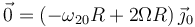 \vec{0}=\left(-\omega_{20}R+2\Omega R\right)\vec{\jmath}_0