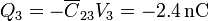 Q_3=-\overline{C}_{23}V_3 = -2.4\,\mathrm{nC}