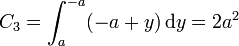 C_3 = \int_{a}^{-a} (-a+y)\,\mathrm{d}{y} = 2a^2